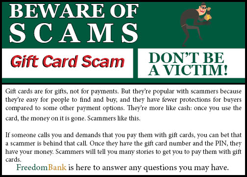 Beware of scams. Gift card scam. Don't be a victim!